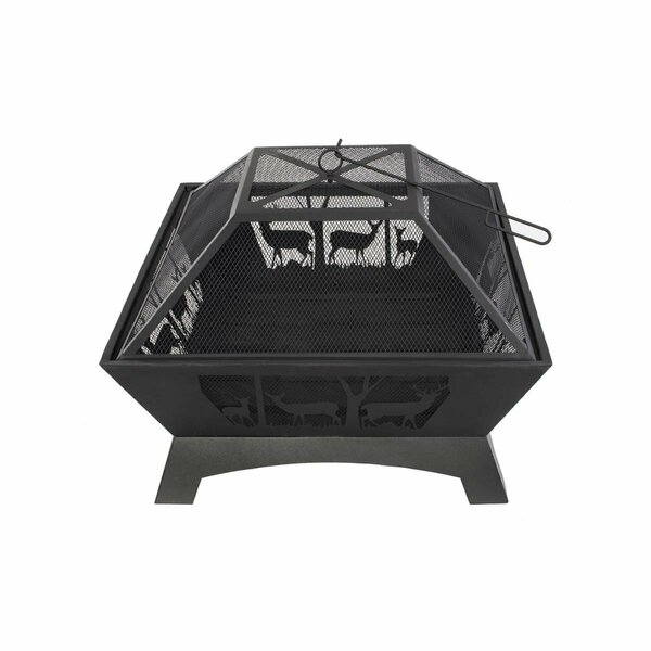 Superherostuff 28 in. Square Fire Pit with Mesh Base & Lid PA3091063